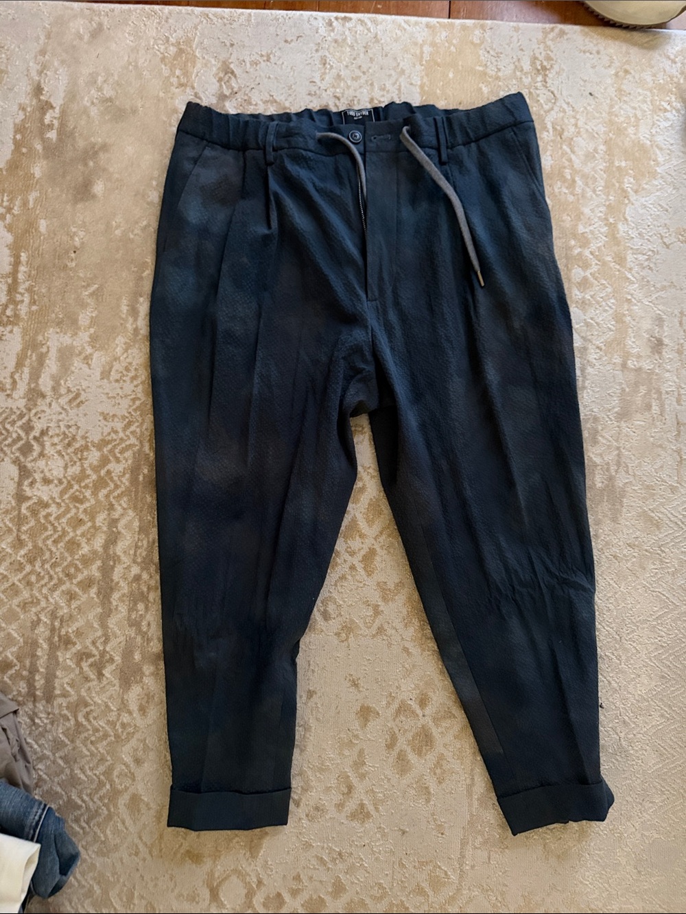 Todd Snyder navy tie dye Drawstring Pleated Tapered Chinos